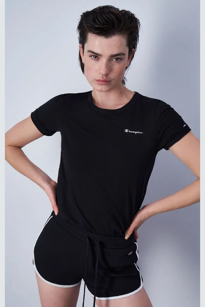 T-shirt girocollo con logo donna Nero