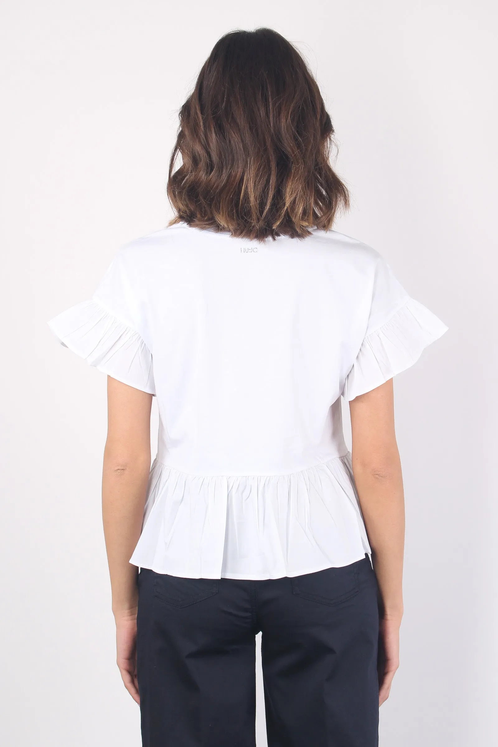 T-shirt Inserto Popeline Balze Bianco Ottico