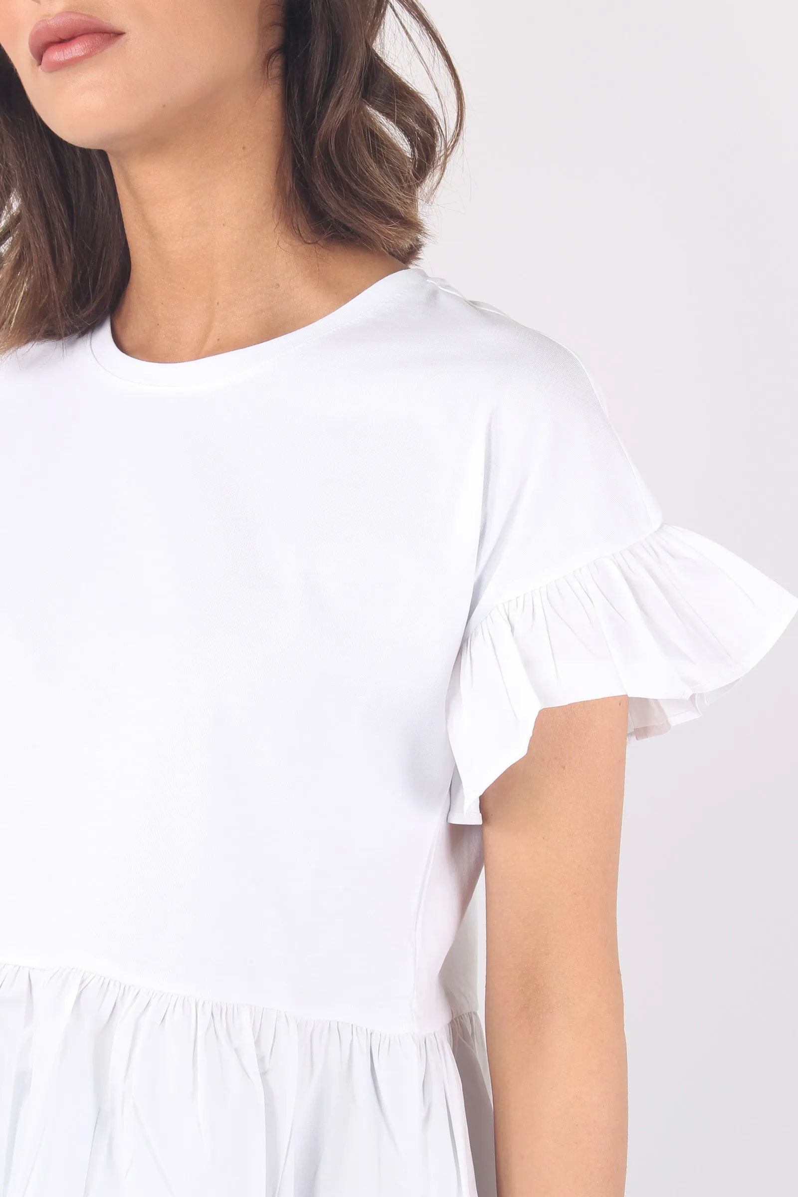 T-shirt Inserto Popeline Balze Bianco Ottico