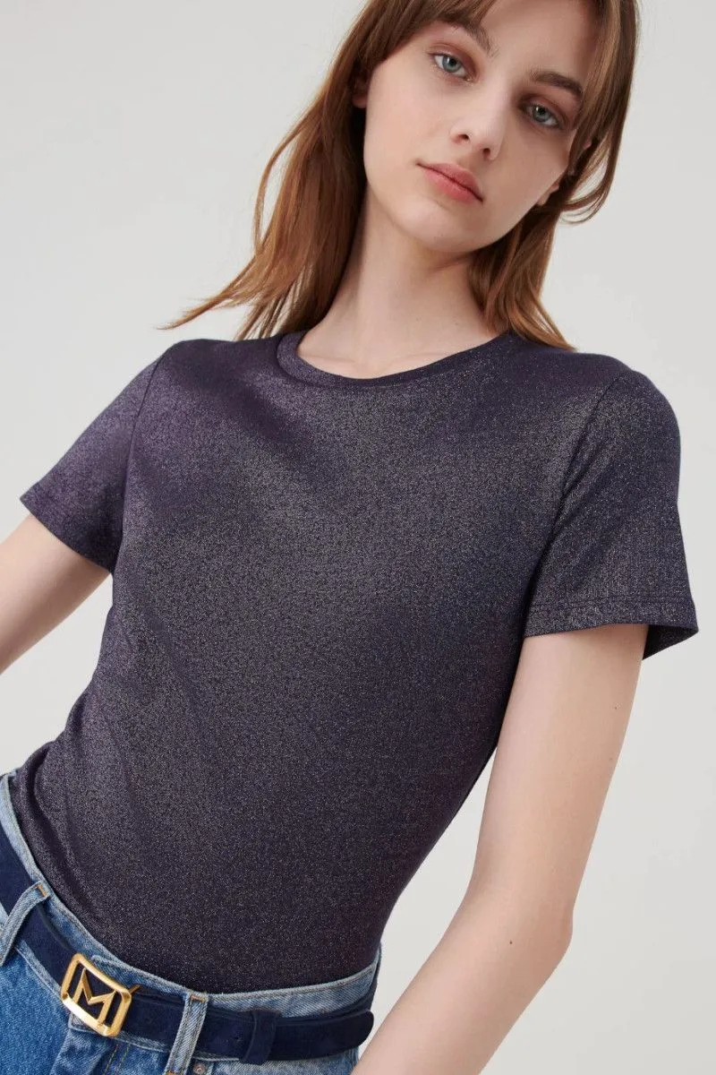 T-shirt lurex donna Blu