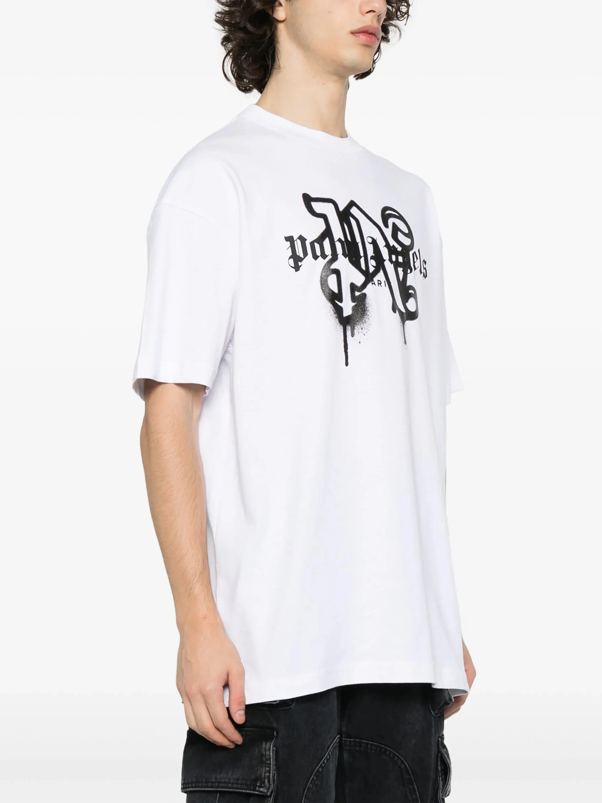 T-shirt PALM ANGELS monogram spray city Paris bianca