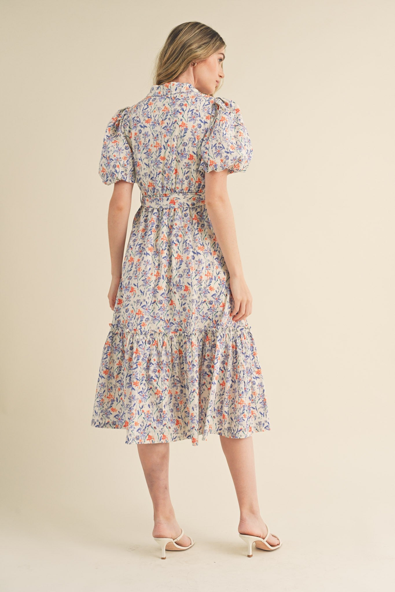 The Melrose Floral Print Button Down Midi Dress