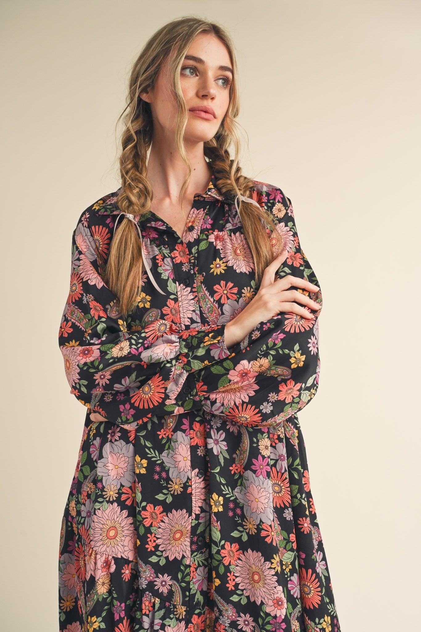 The Tara Floral Print Button Down Dress