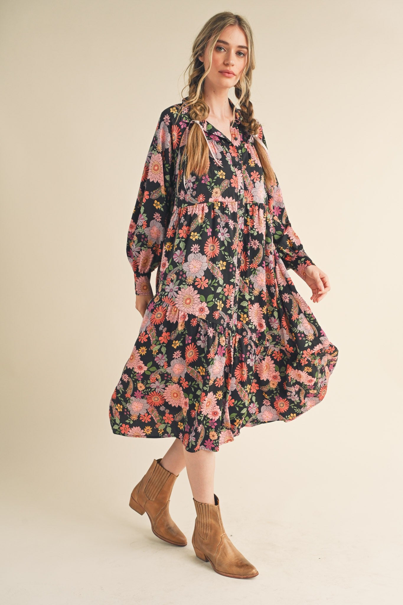 The Tara Floral Print Button Down Dress