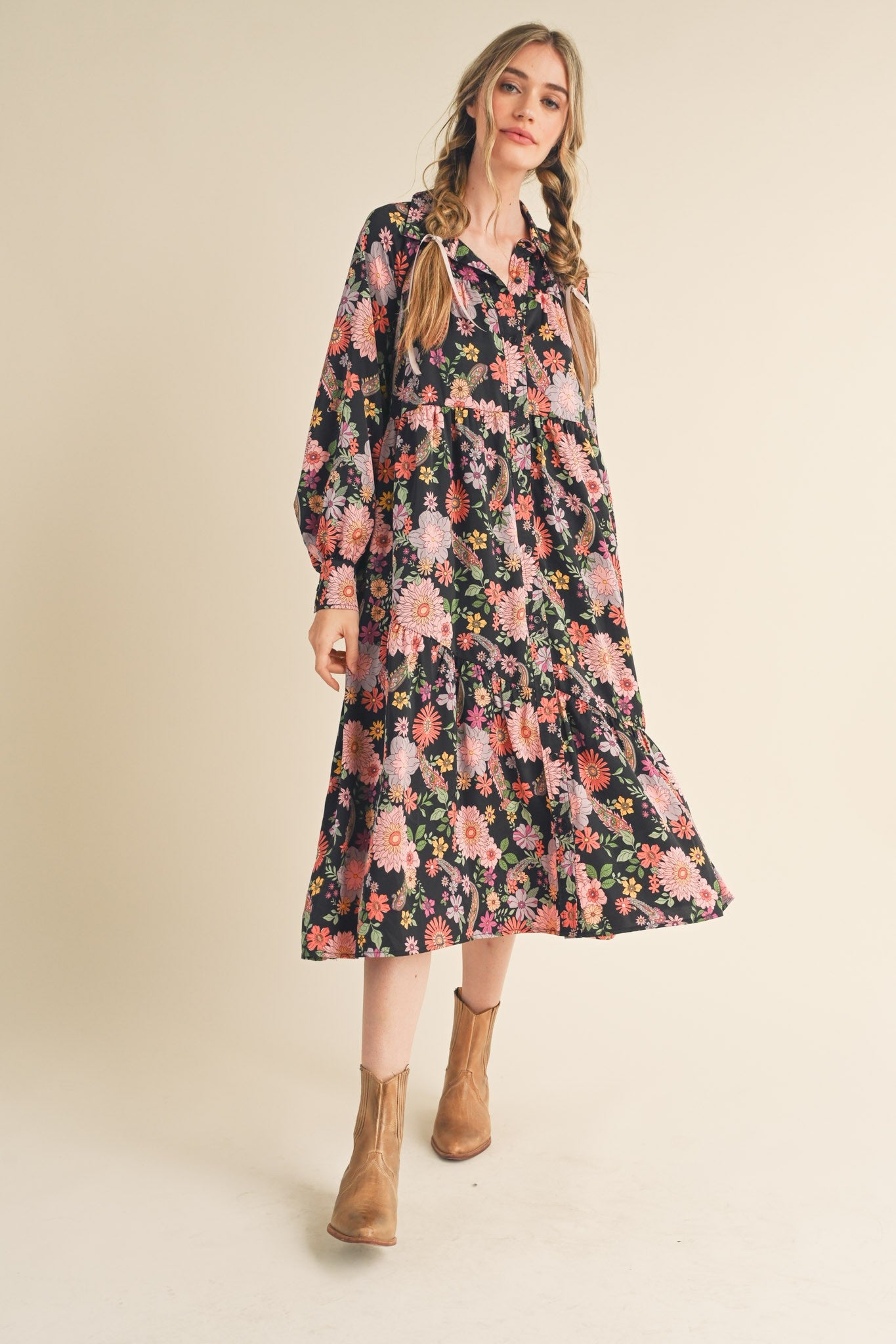 The Tara Floral Print Button Down Dress