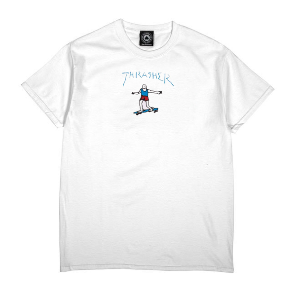 THRASHER T-SHIRT GONZ LOGO SS WHITE BLUE RED