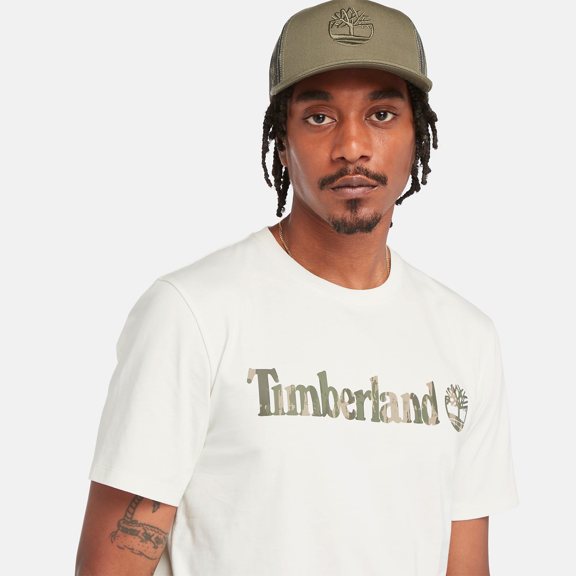 Timberland Mens 'Kennebec River' Camo Linear Logo T-Shirt