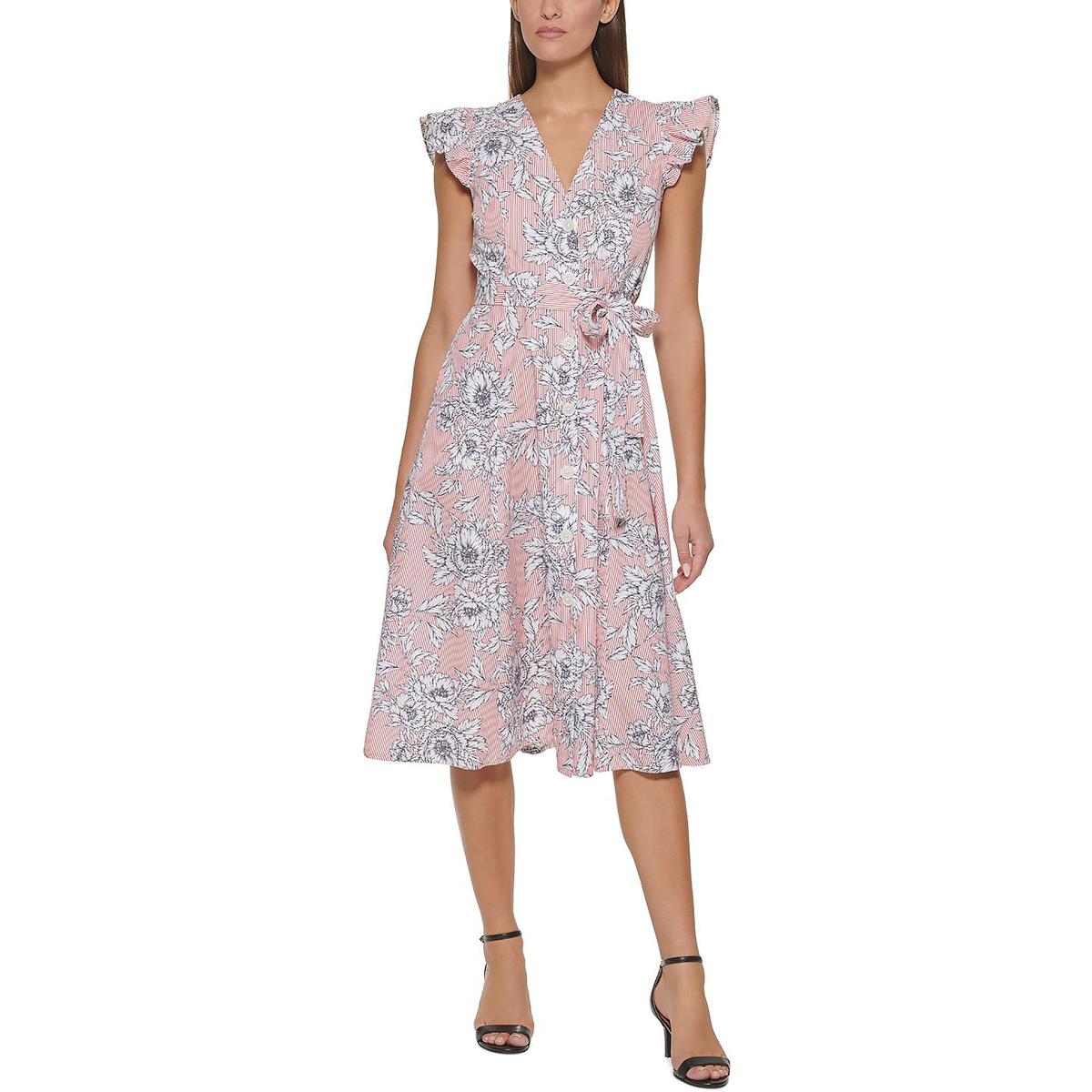 Tommy Hilfiger Womens Cotton Printed Midi Dress