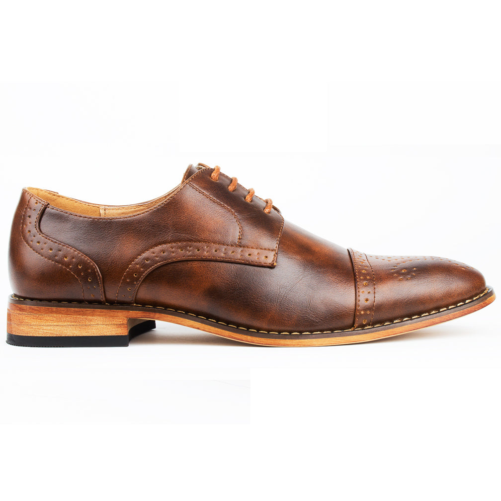 UV Signature Men's Cap Toe Brogue Lace-up Dress Shoes