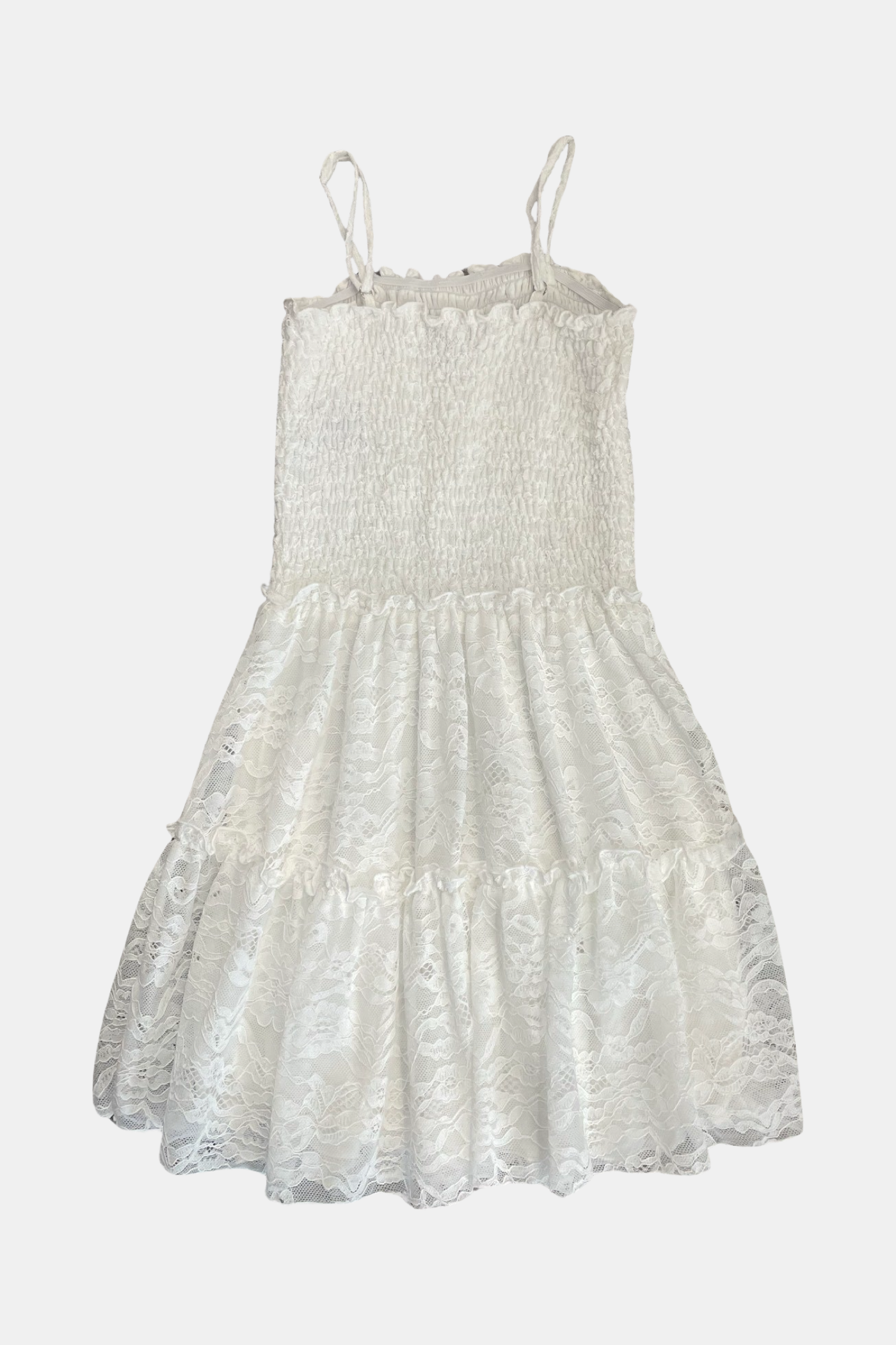 White Lace Smocked Bodice Dress