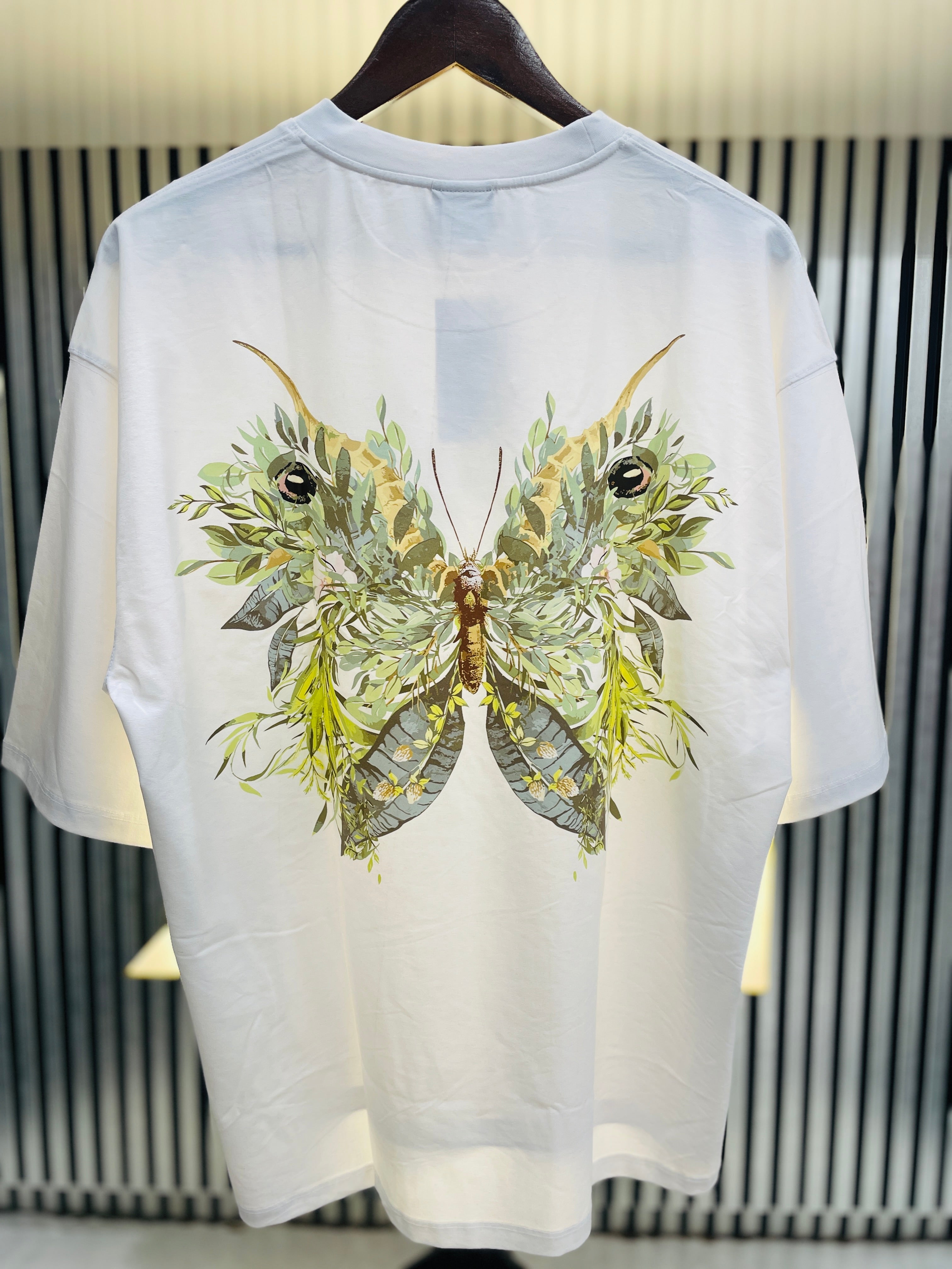 white street style back printed drop shoulder t shirt