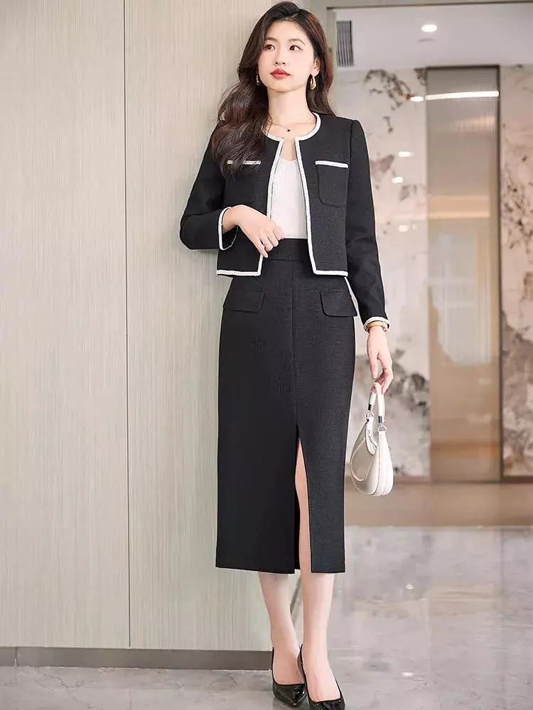 Winter Women Skirt Suit, Long With Front Slit