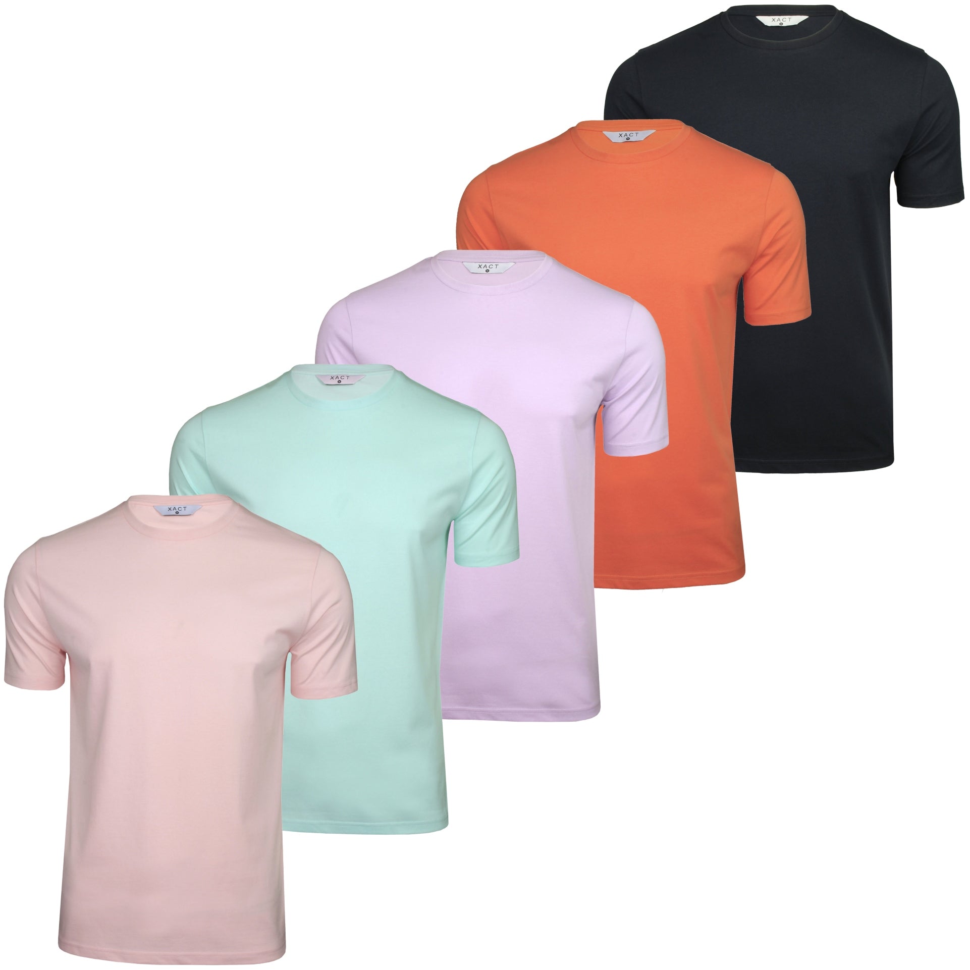 Xact Mens 5-Pack Plain Crew Neck Cotton T-Shirts